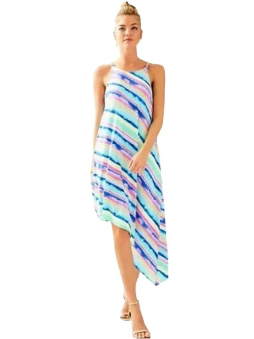 Lilly Pulitzer Magnolia Asymmetrical Dress Ceviche Stripe Size XS